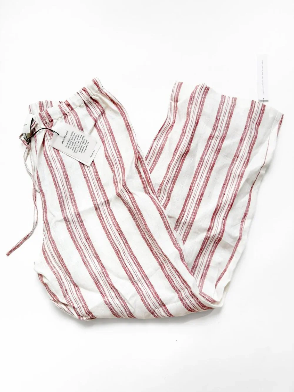 Reformation Olina Linen Wide Leg Pants Avignon Stripe Size Large NEW NWT